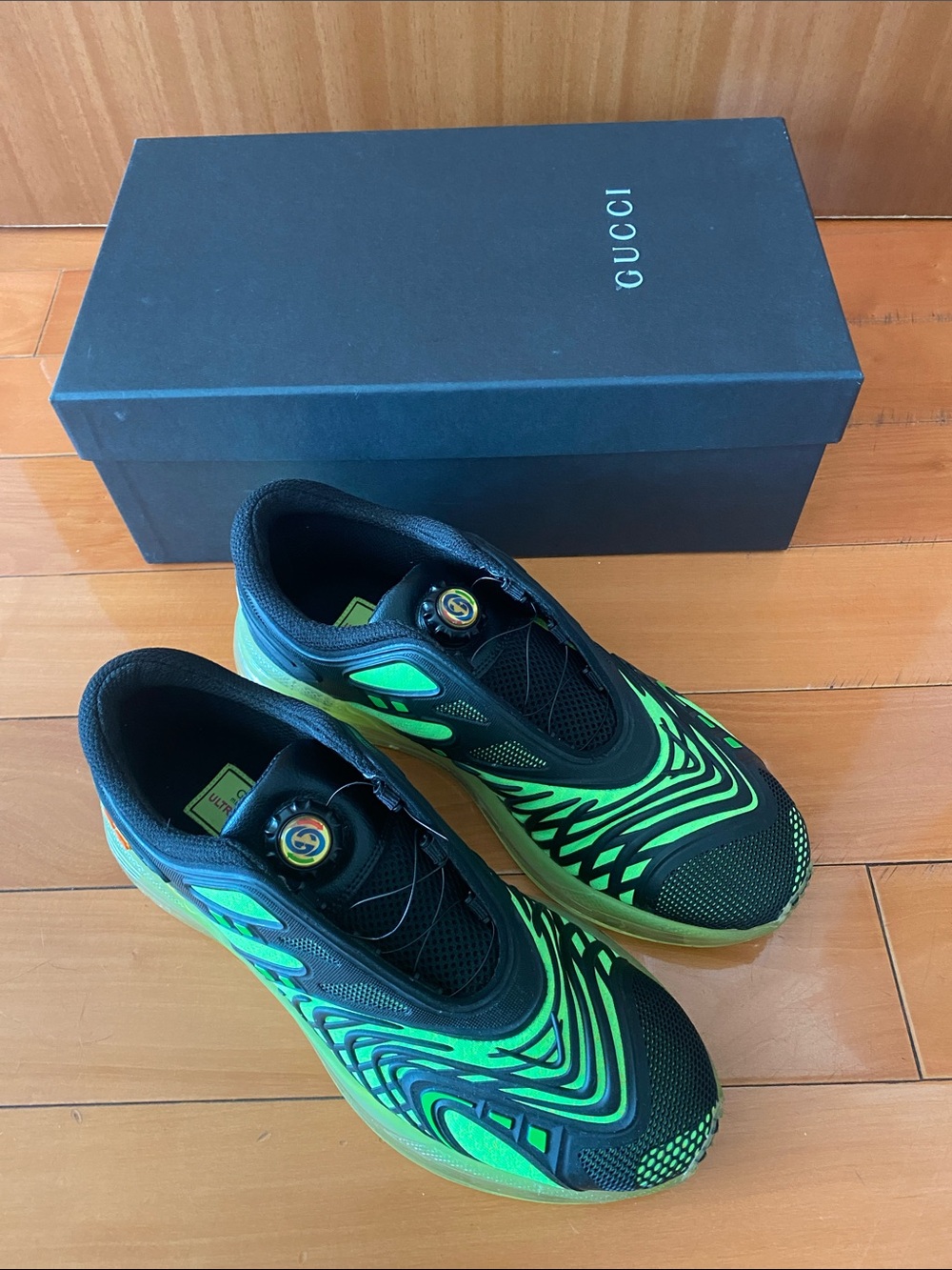 Gucci Black and Neon Green Wave Runner Sneakers